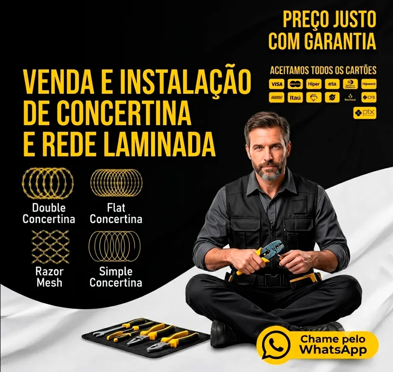 Técnico da TH Serviços - Venda e instalação de cerca Concertina atendendo cliente
